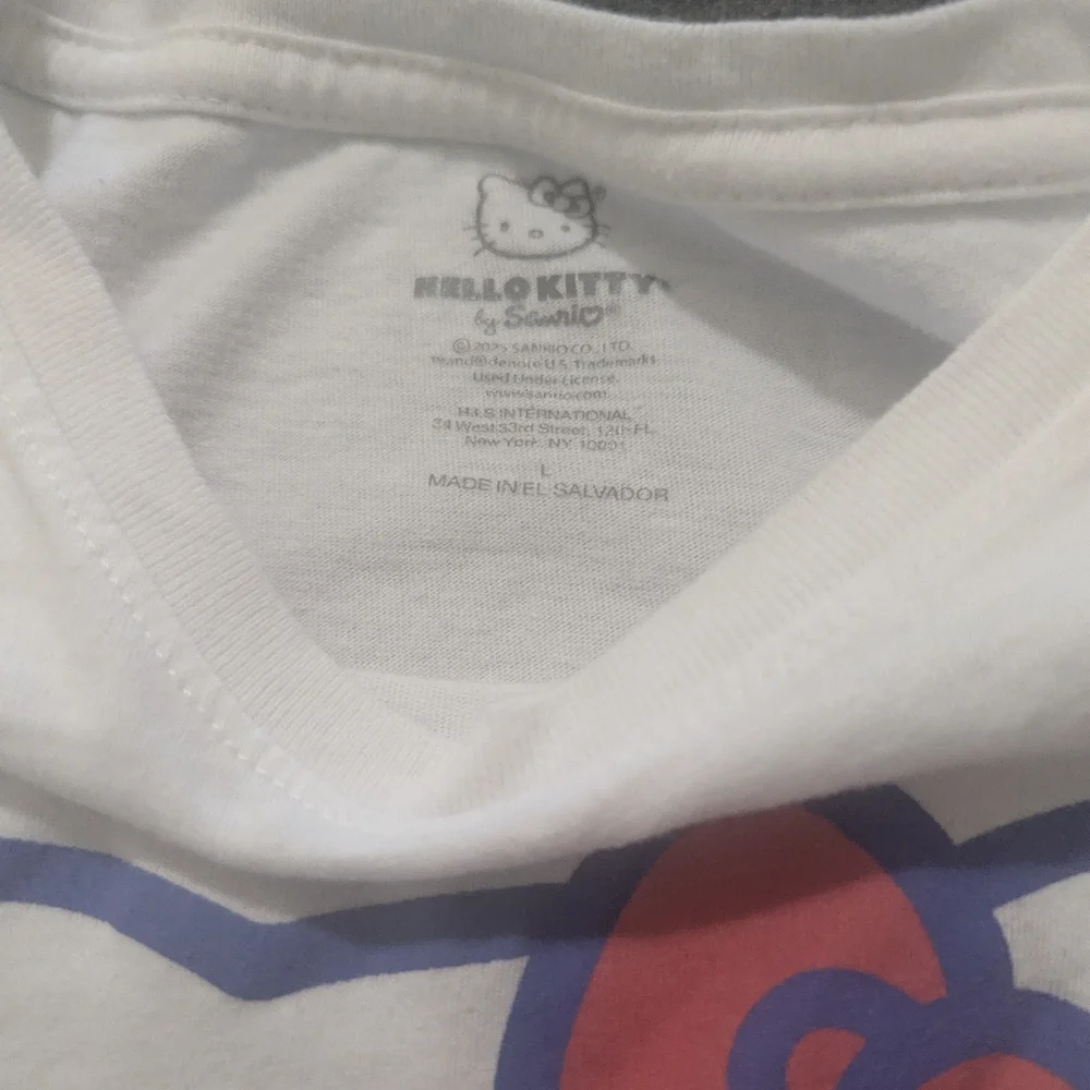 Hello Kitty Boxy White Tee with Red and Blue Design - Picture 2 of 2